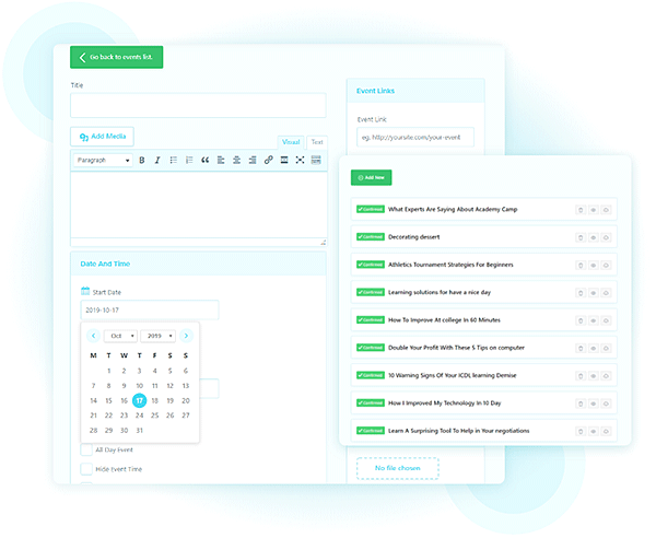 Front-end event submission